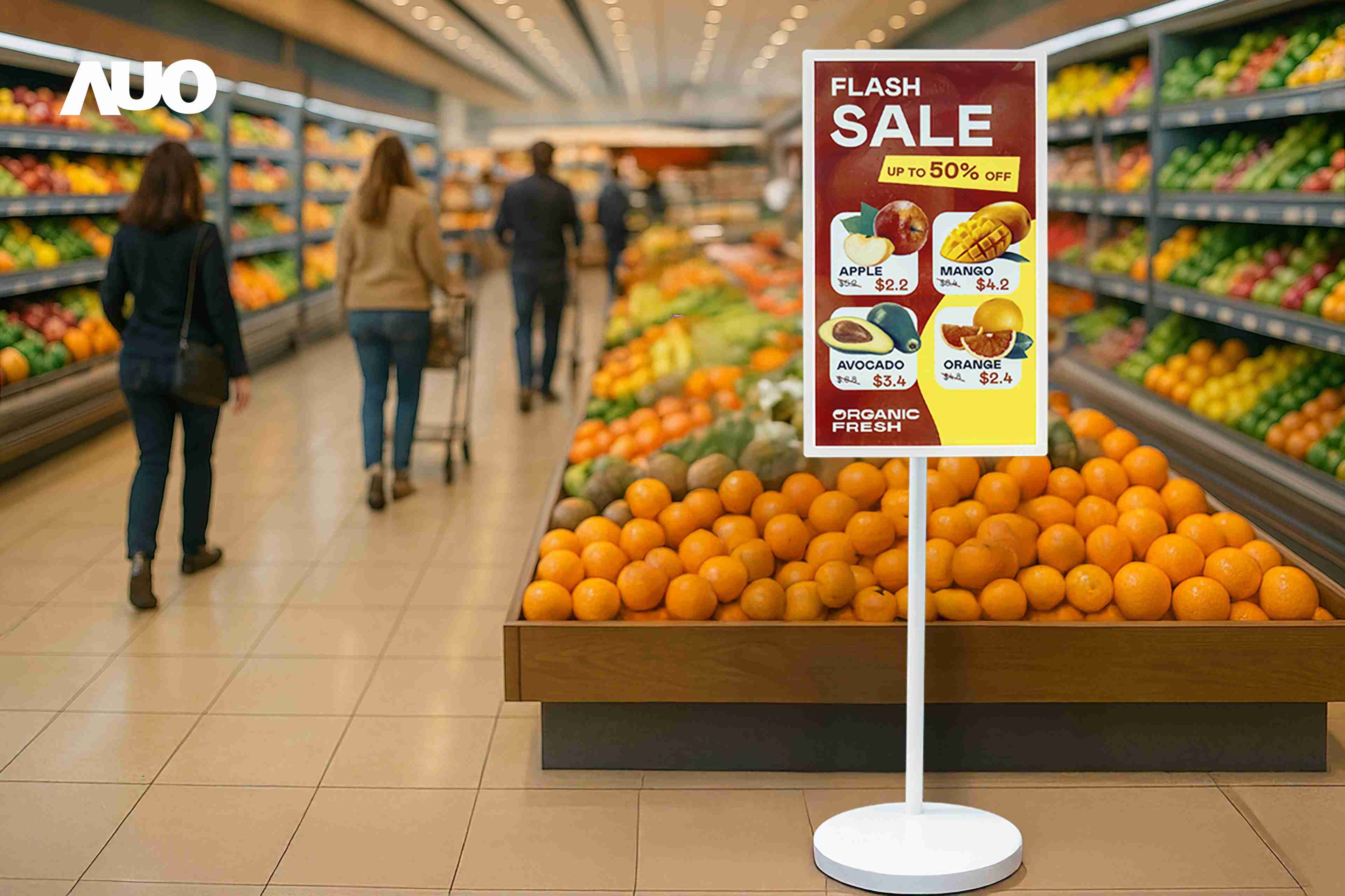 达擎首亮相低功耗、、、、全彩的〝aecoPost电子纸解决方案〞，，，，仅在更新画面时需要微量的电力驱动，，，，无需布建电线的便捷设计，，，使其可灵活应用、、随意置放，，，并可透过云端或行动装置app，，，轻松管理及排程广告内容，，，，晋升店头营销利器。。。。